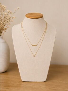Gold Layered Bar and Pendant Necklace - Women Jewelry